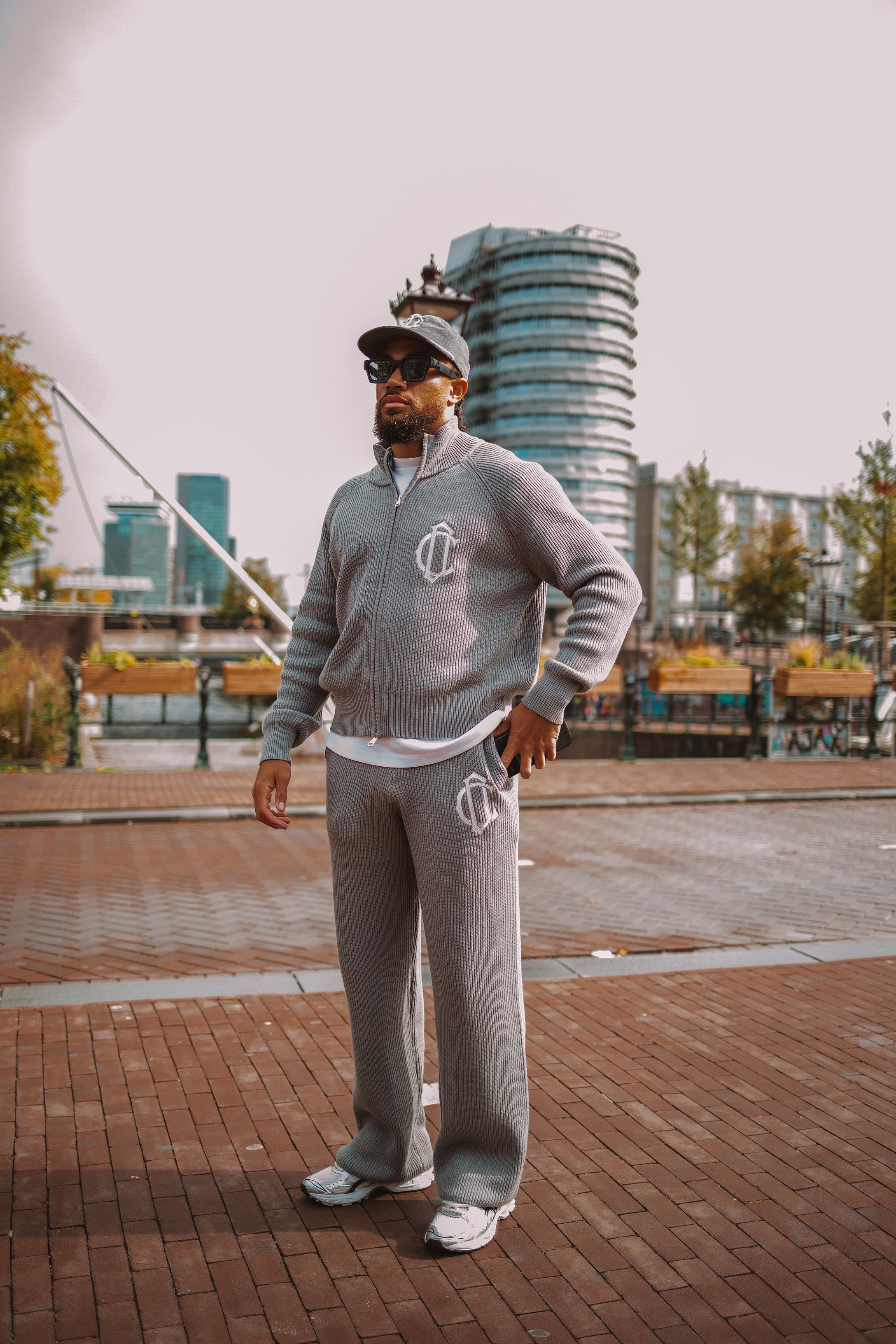 CD Emblem Knit Joggers - Grey