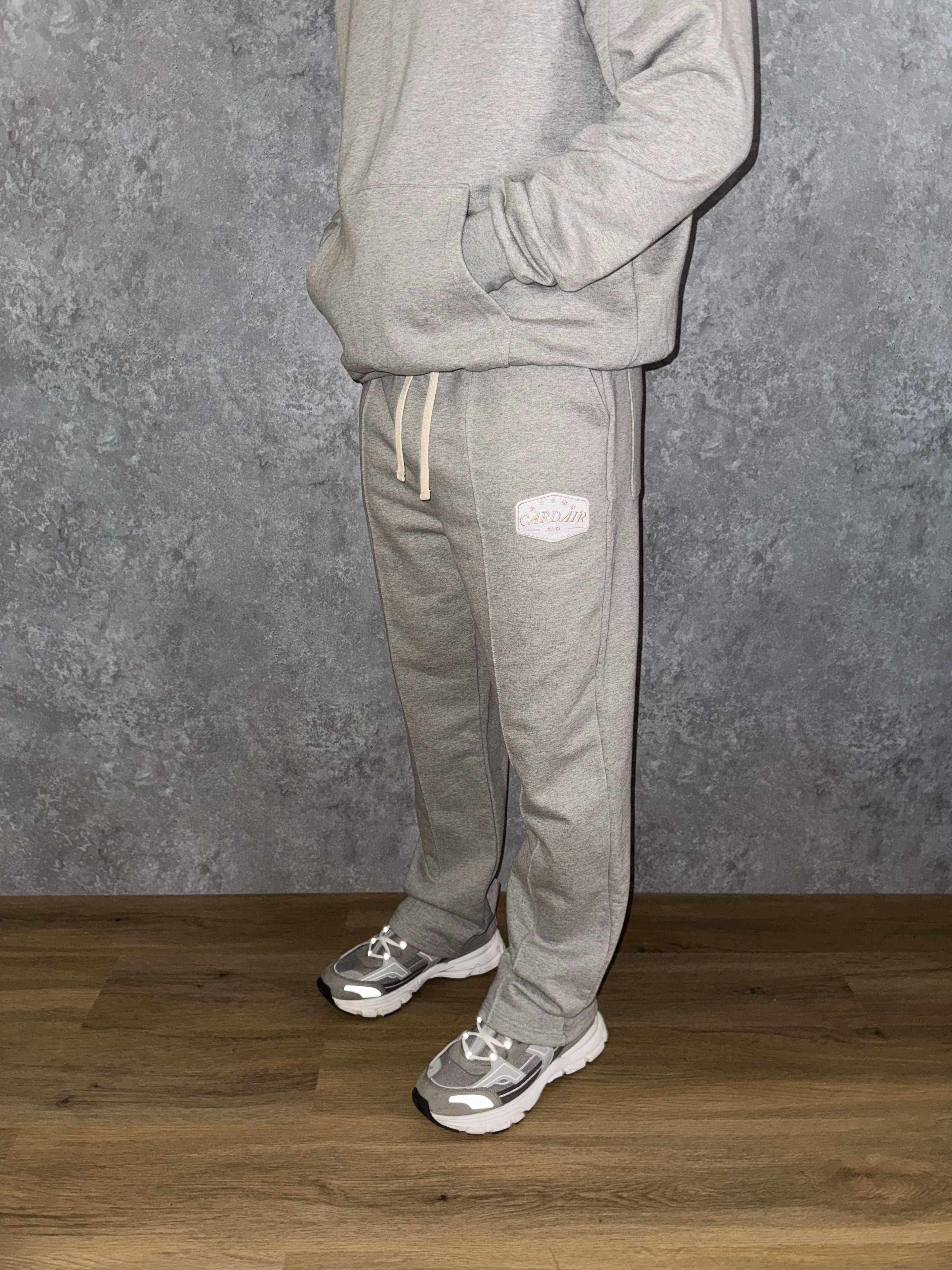 Embroidered Logo Patch Sweatpants - Grey Marl