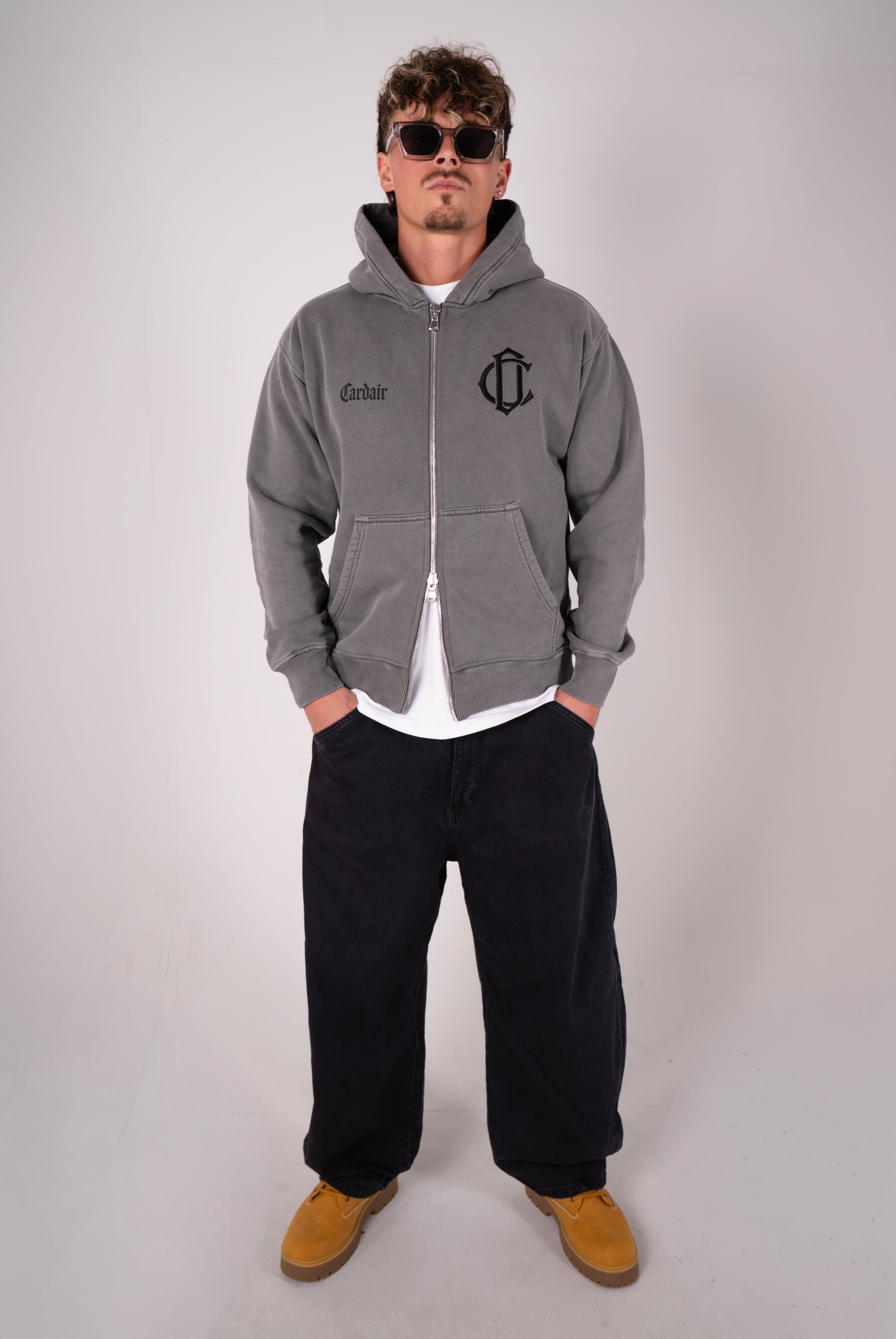 CD Emblem Zip Hoodie - Charcoal