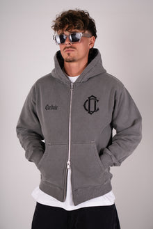 CD Emblem Zip Hoodie - Charcoal