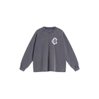 Long Sleeve Waffle  Emblem T Shirt - Faded Grey
