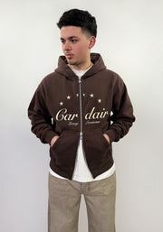 Embroidered Star Hoodie - Brown