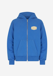 Embroidered Logo Patch Zip Hoodie - Cobalt Blue