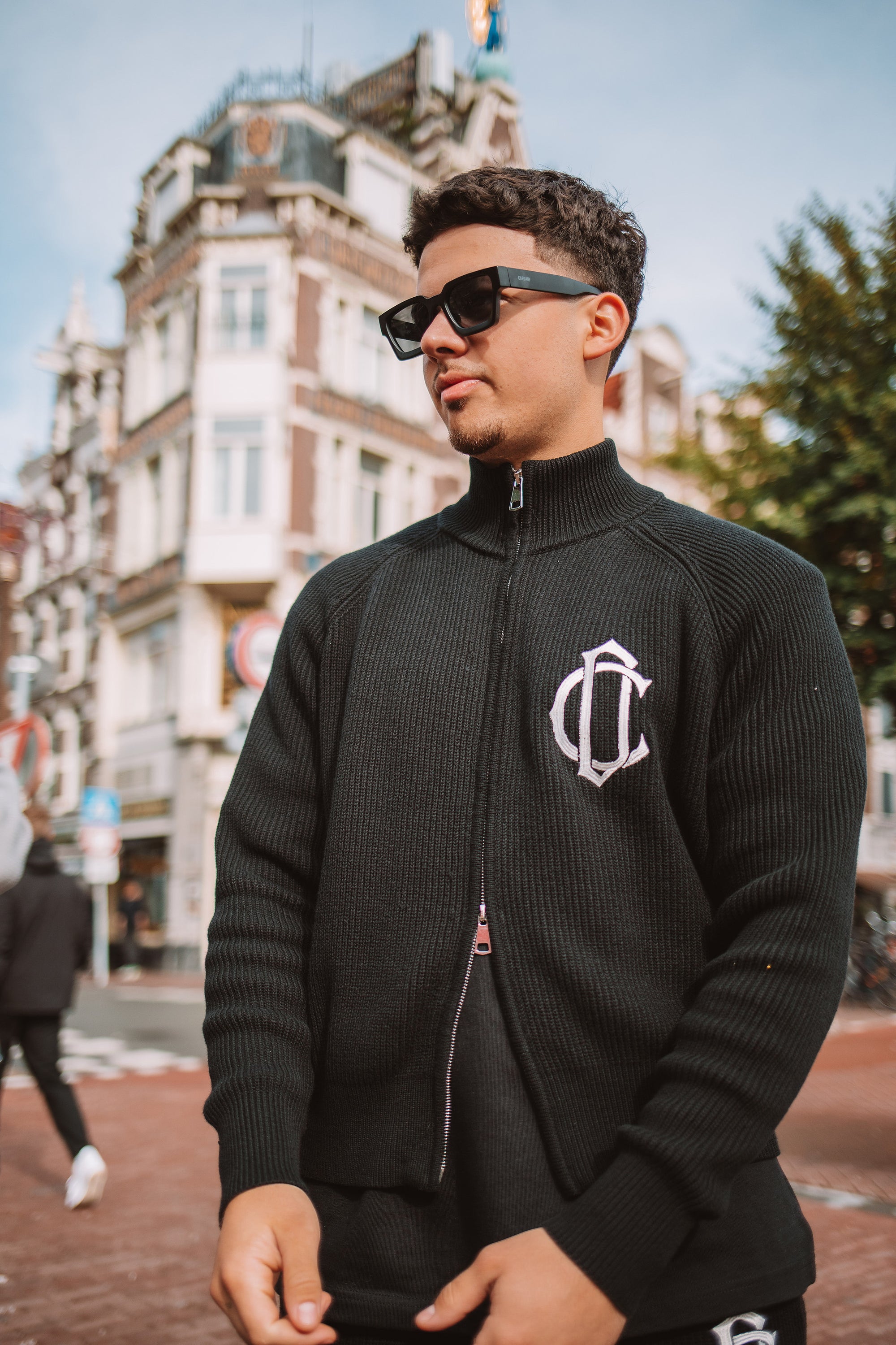 CD Emblem Knit Track Top - Black