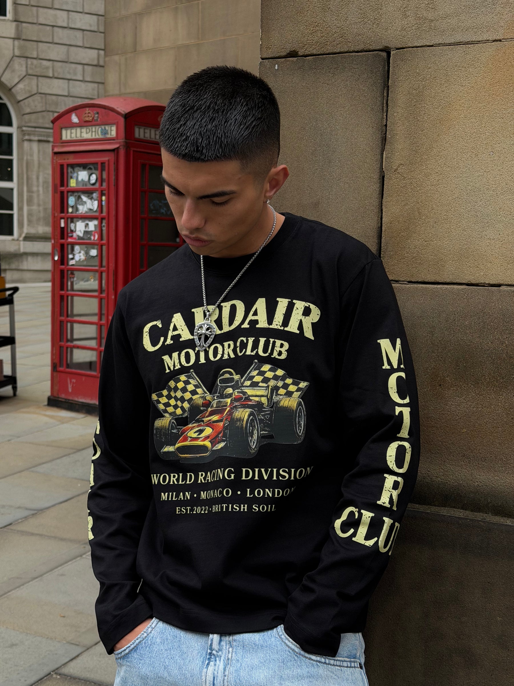 Motor Club Long Sleeve T Shirt - Black