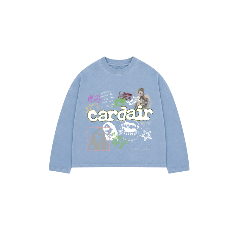 Y2K Long Sleeve T Shirt - Sky Blue