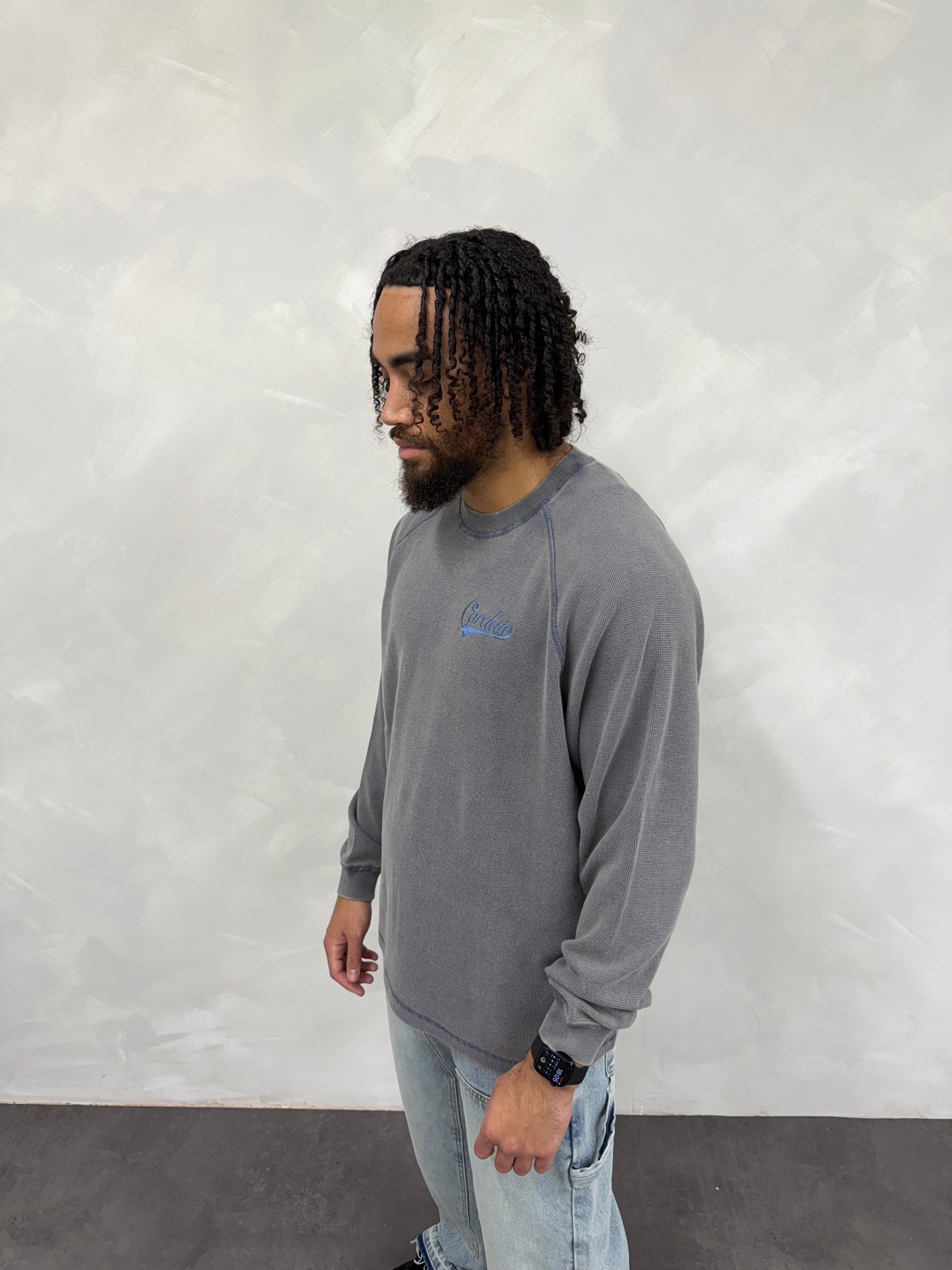 Long Sleeve Waffle T Shirt - Faded Grey