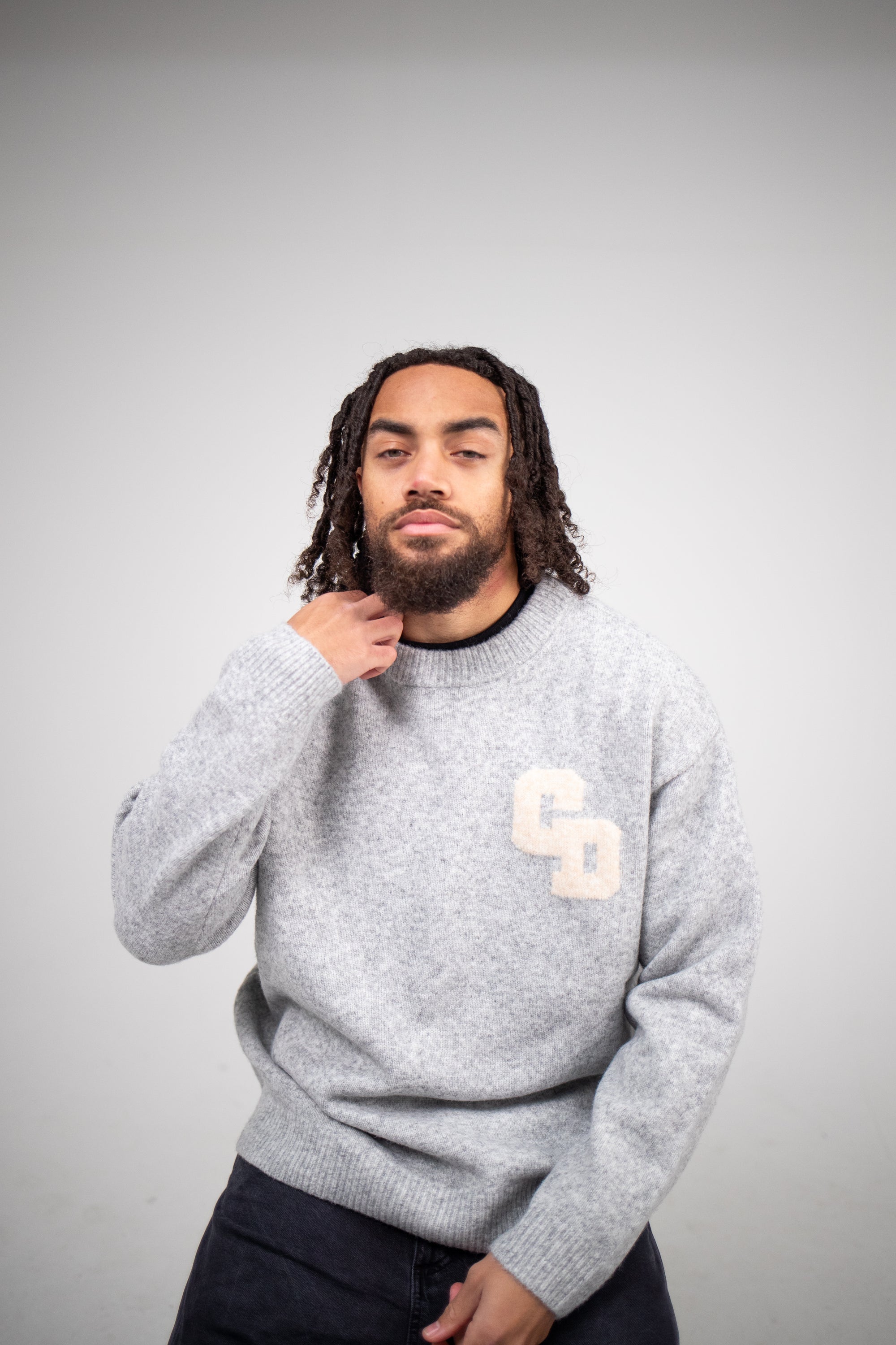 CD Logo Knit Sweater - Grey