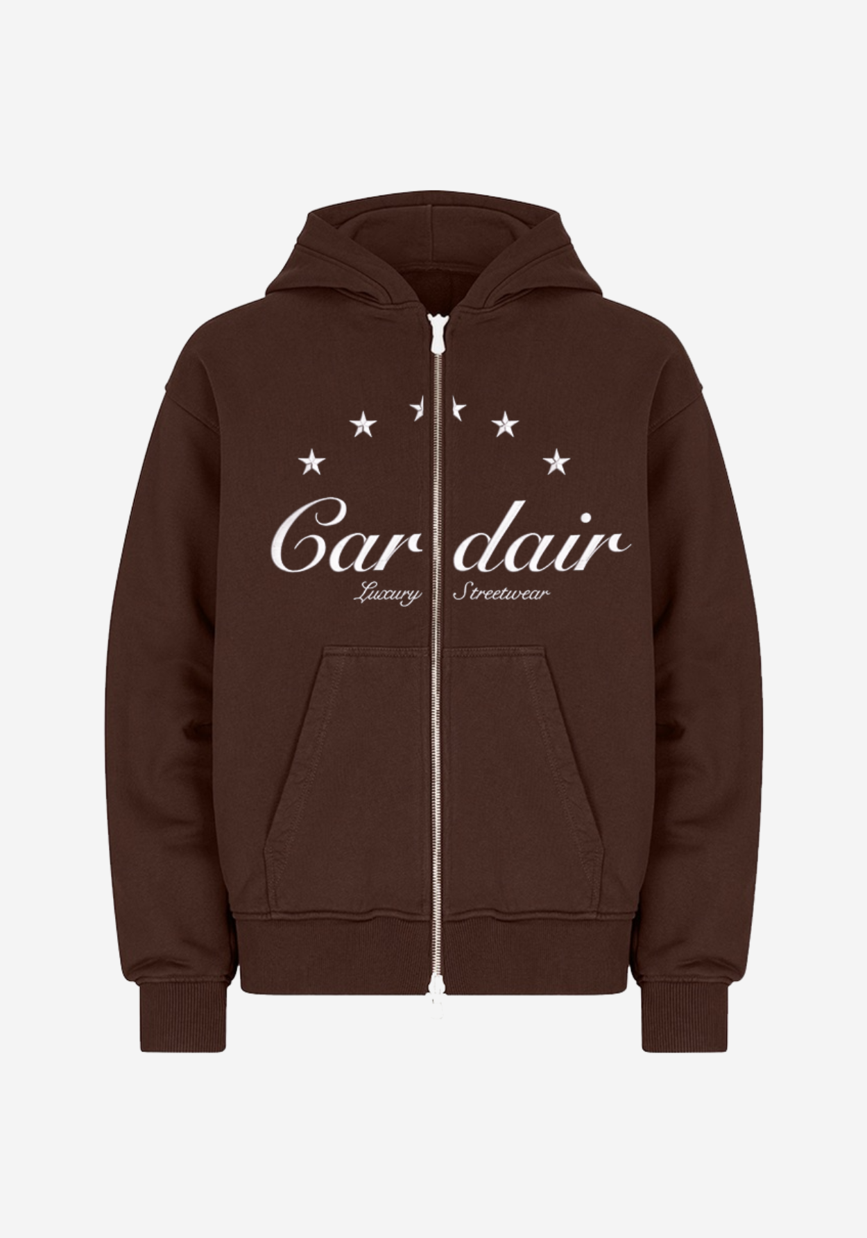 Embroidered Star Hoodie - Brown