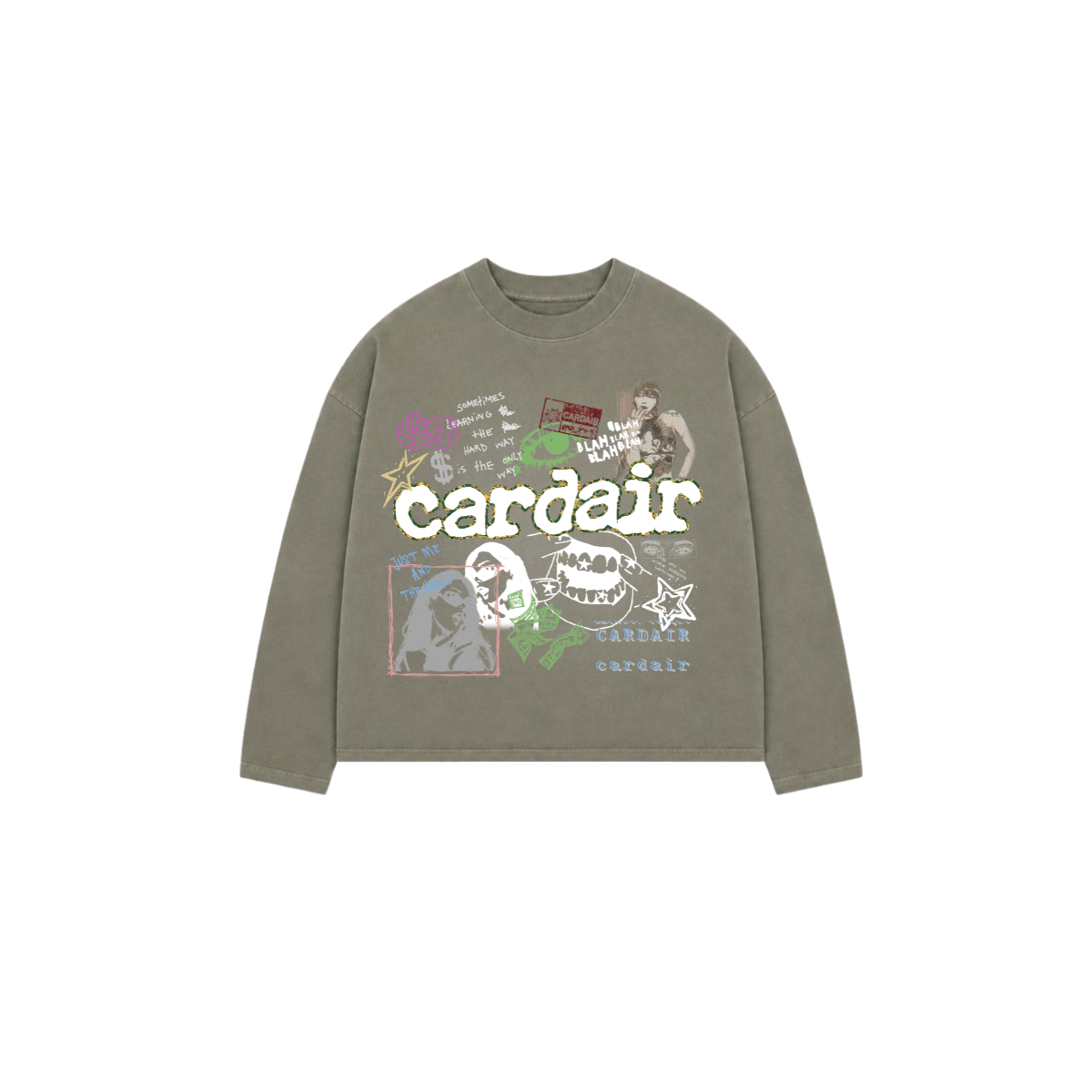 Y2K Long Sleeve T Shirt - Olive