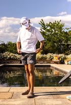 Embroidered Patch Swim Shorts - Charcoal