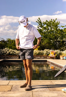 Embroidered Patch Swim Shorts - Charcoal