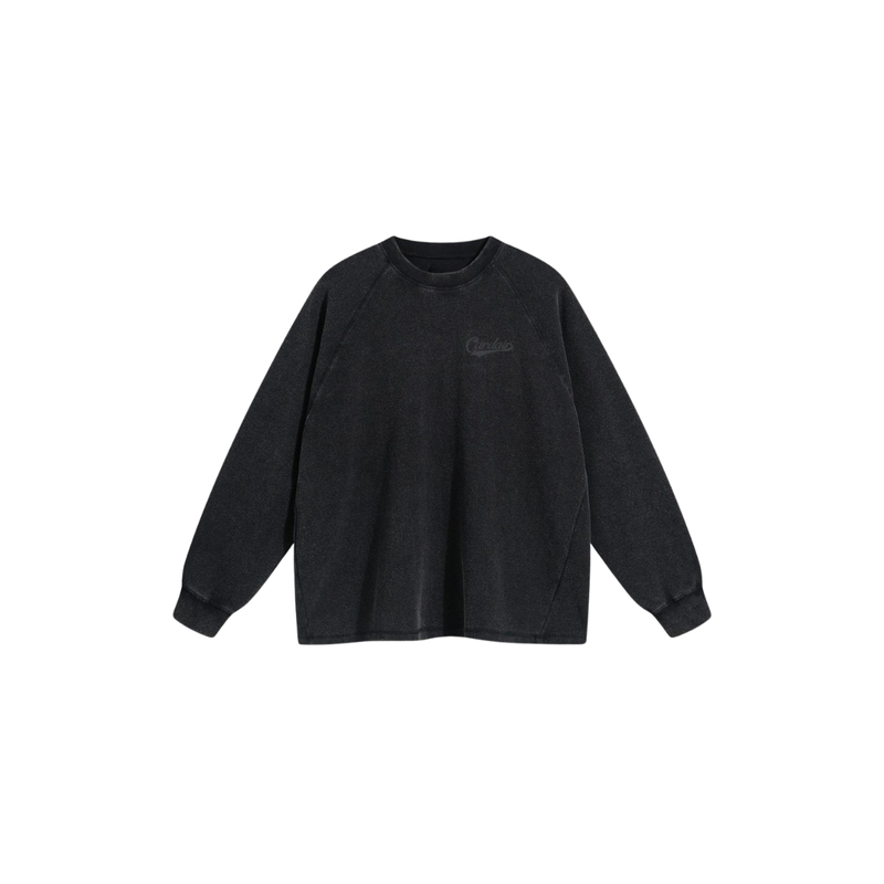 Long Sleeve Waffle T Shirt - Faded Black