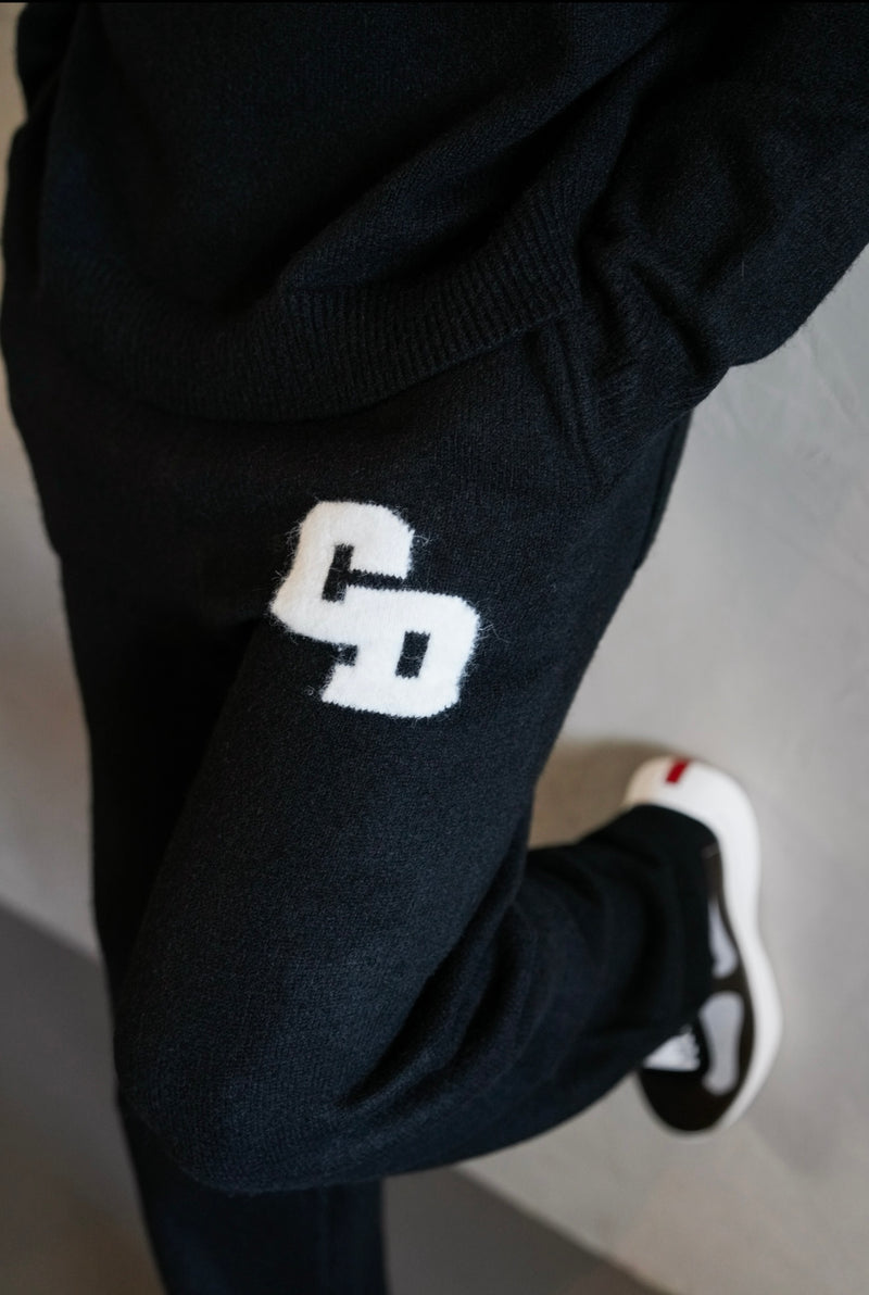 CD Logo Knit Joggers - Black