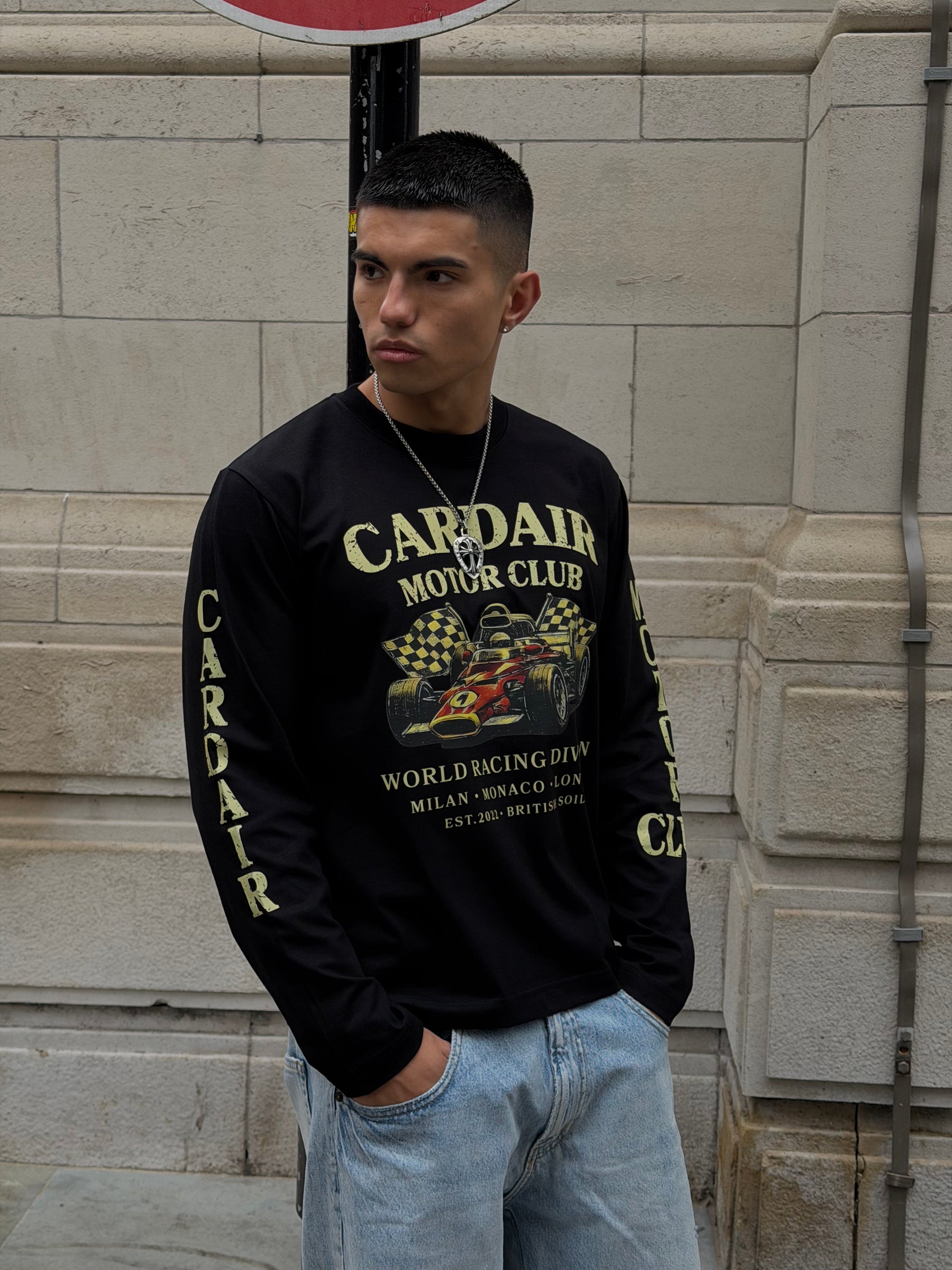 Motor Club Long Sleeve T Shirt - Black