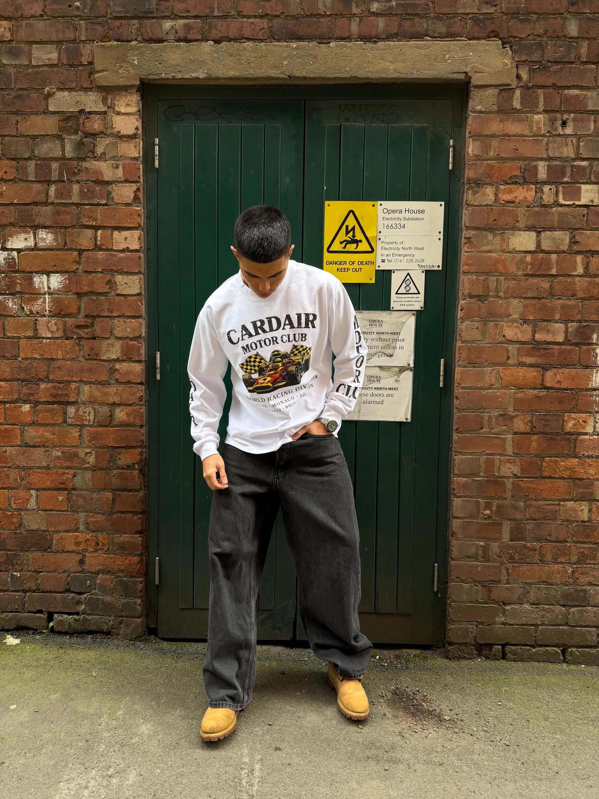 Motor Club Long Sleeve T Shirt - White