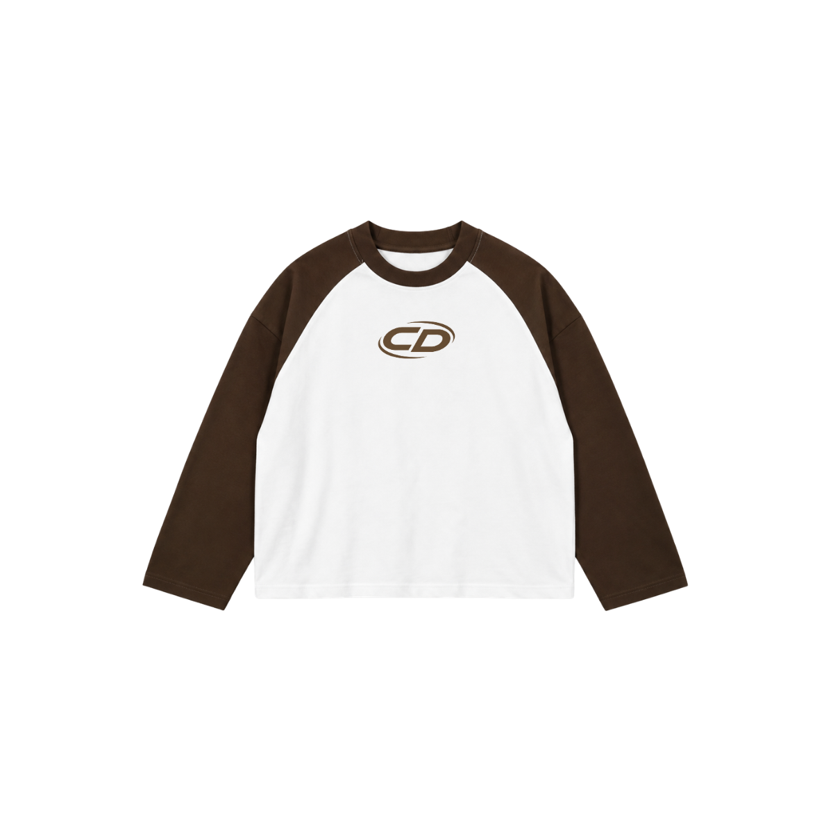 Studio Long Sleeve T Shirt - White/Brown