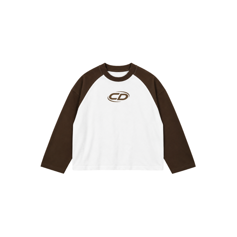 Studio Long Sleeve T Shirt - White/Brown