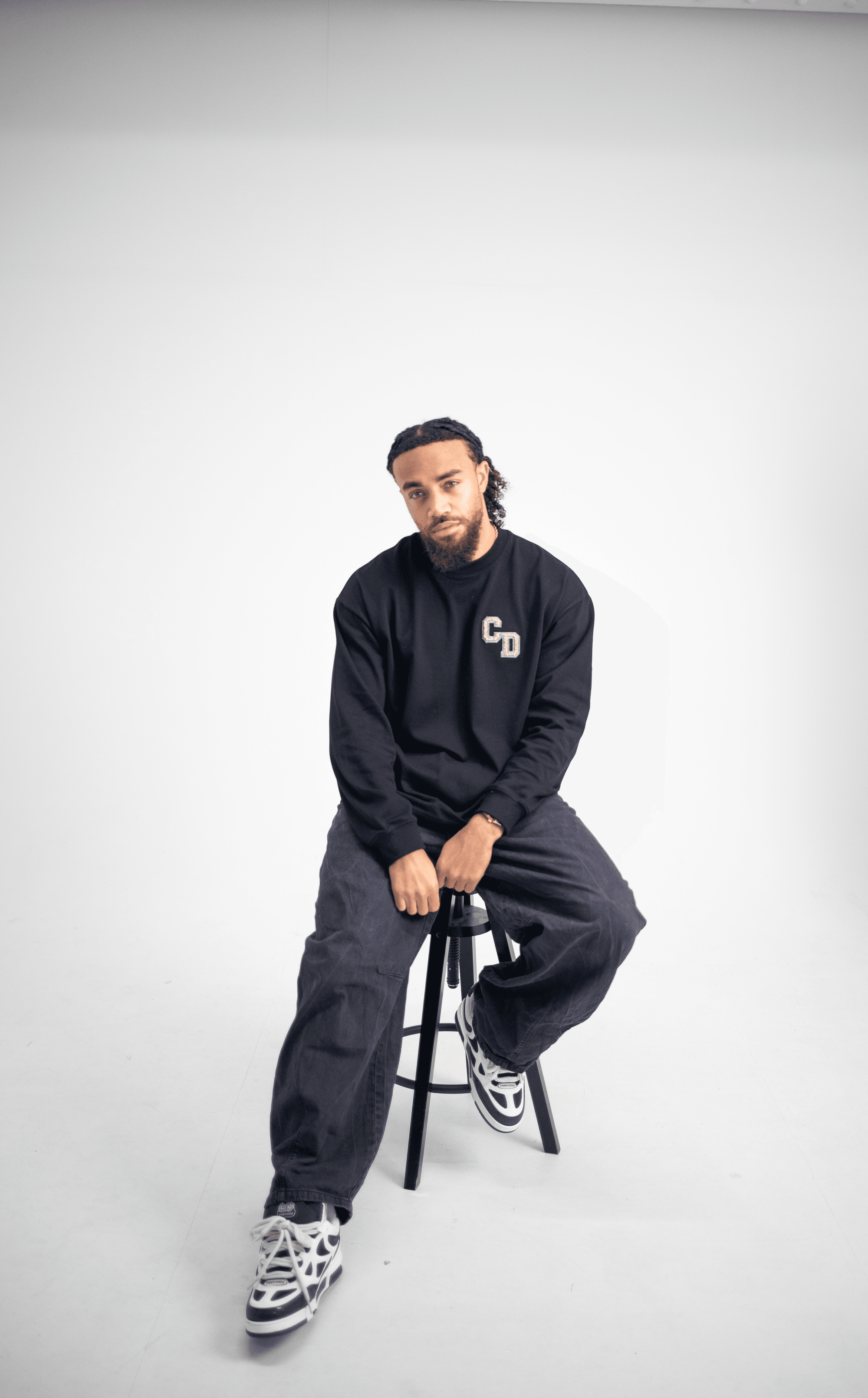 CD Logo Long Sleeve T shirt - Black