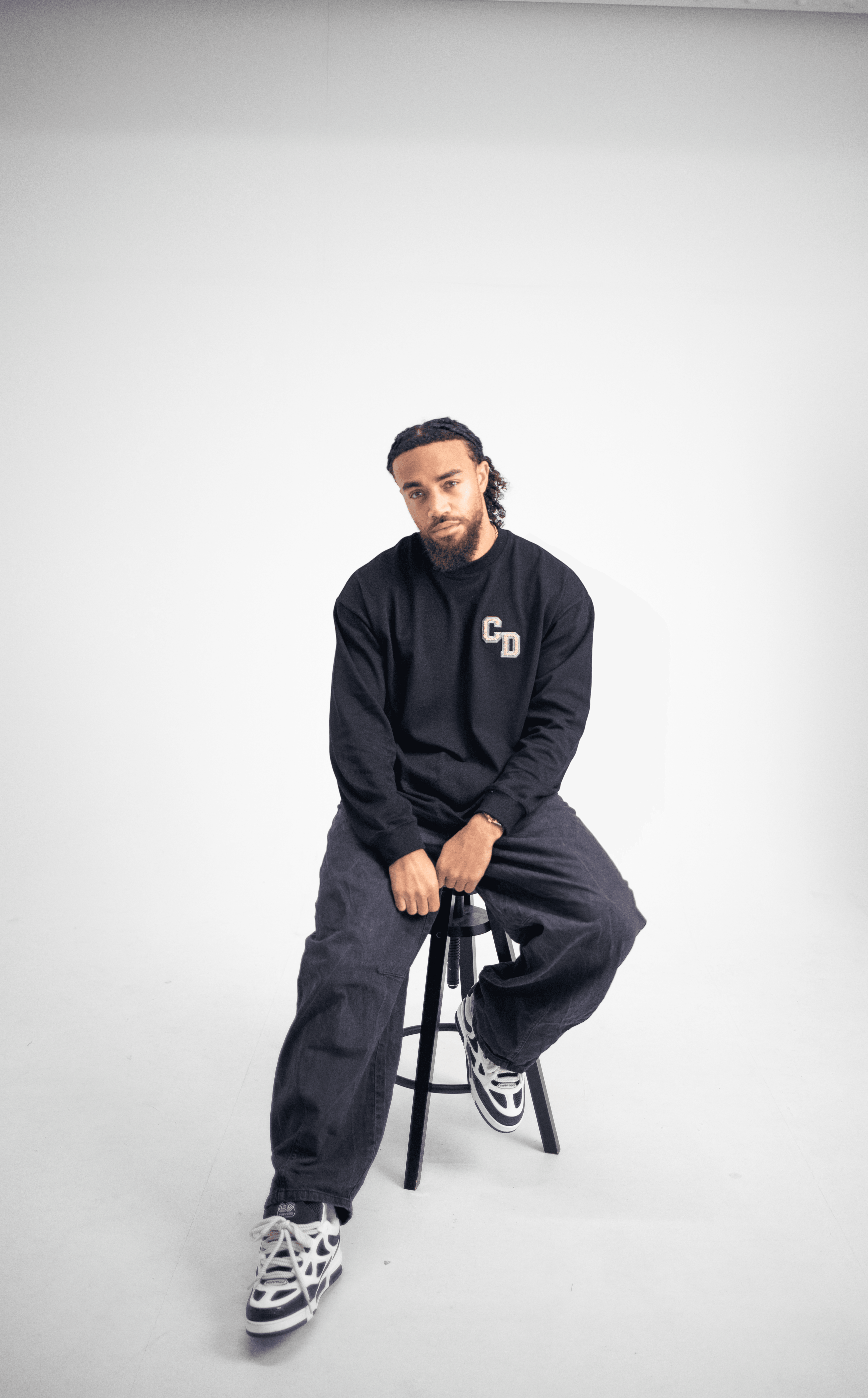 CD Logo Long Sleeve T shirt - Black
