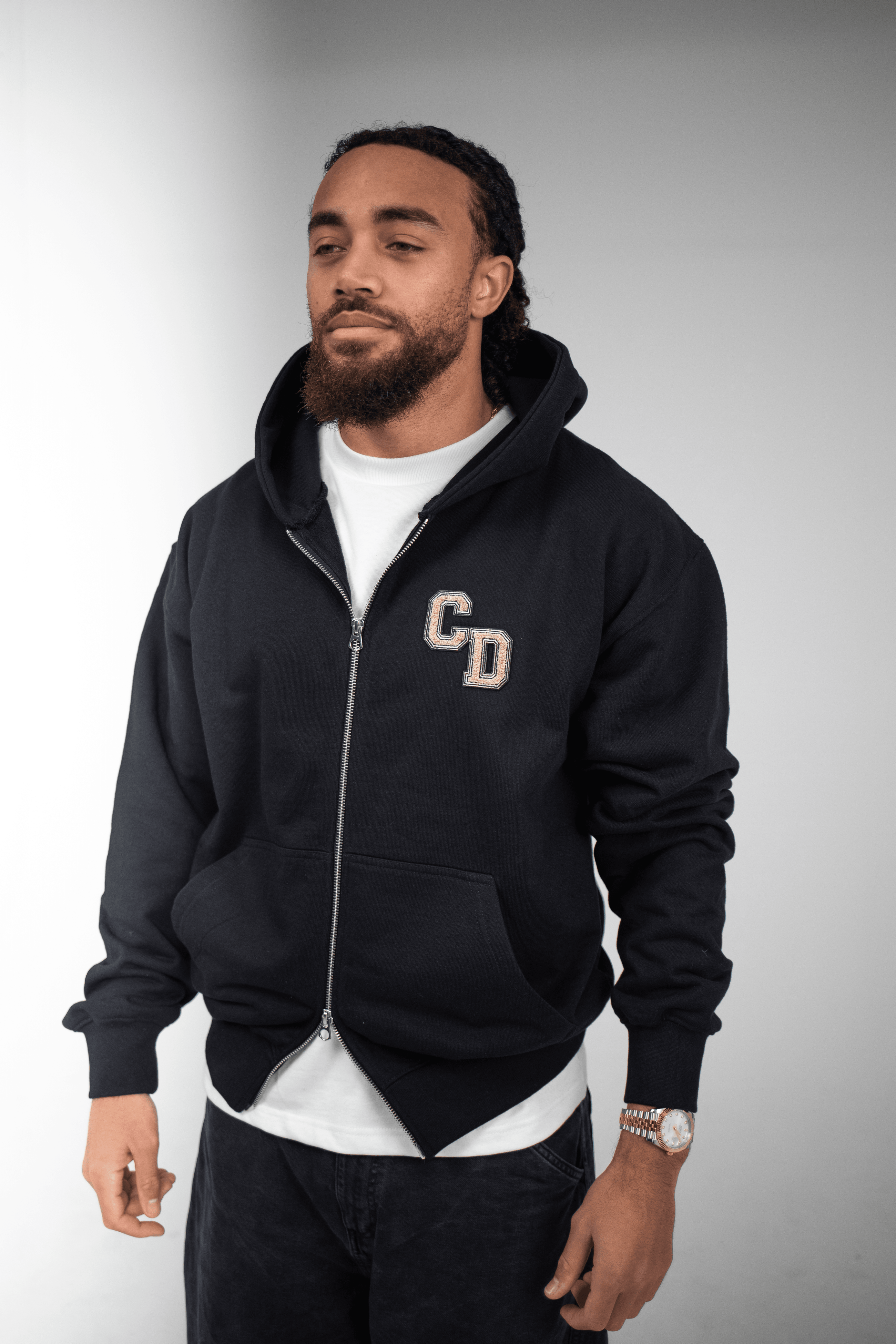 CD Logo Zip Hoodie - Black