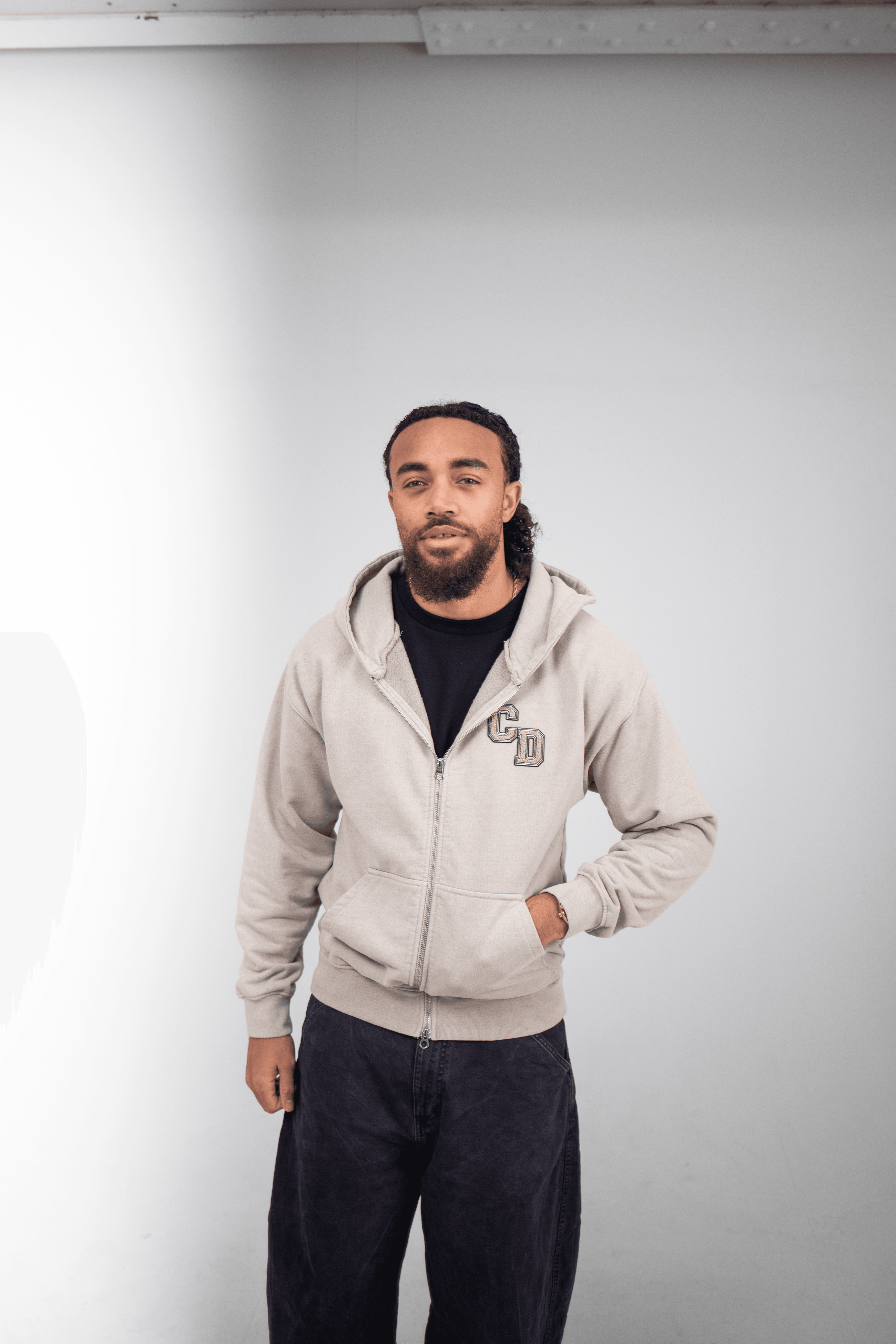 CD Logo Zip Hoodie - Washed Brown