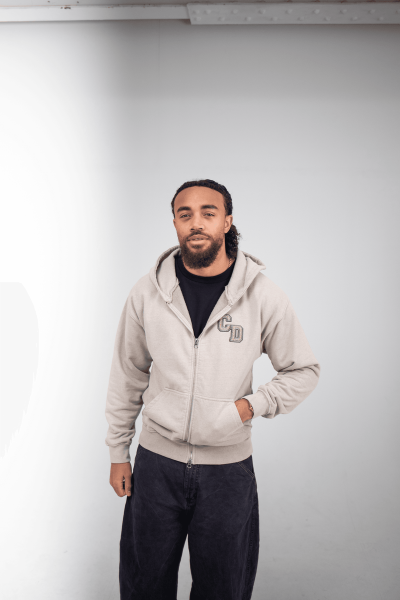 CD Logo Zip Hoodie - Washed Brown