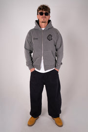CD Emblem Zip Hoodie - Charcoal