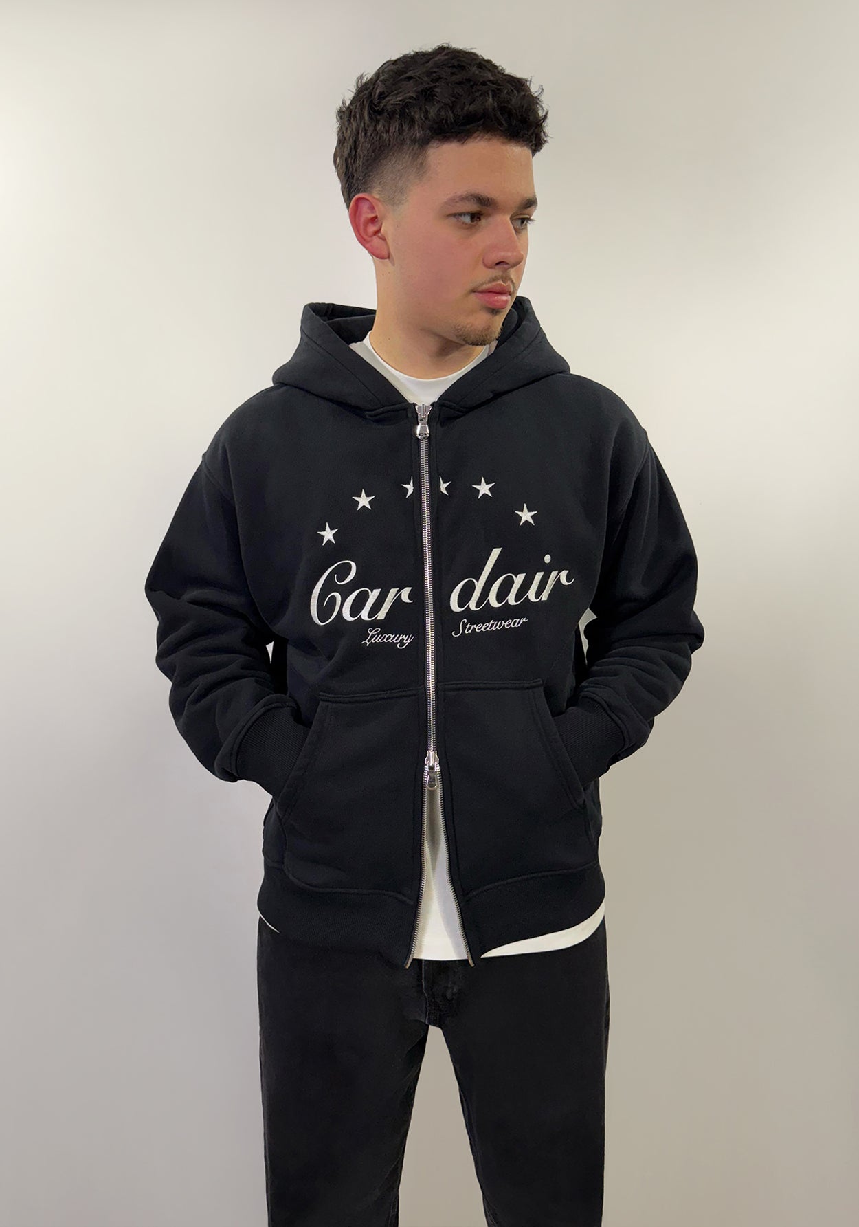 Embroidered Star Hoodie - Black