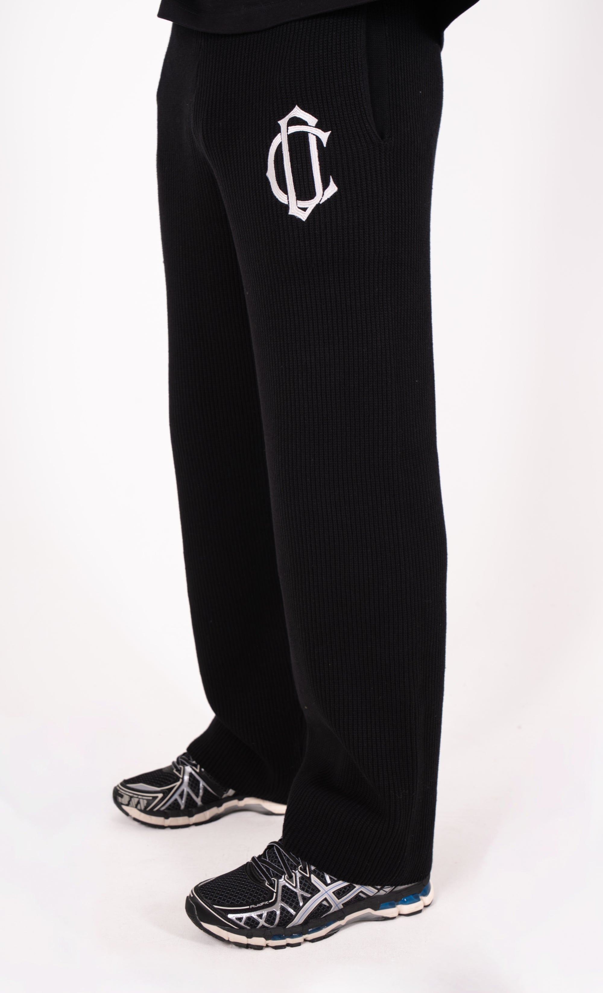 CD Emblem Knit Joggers - Black