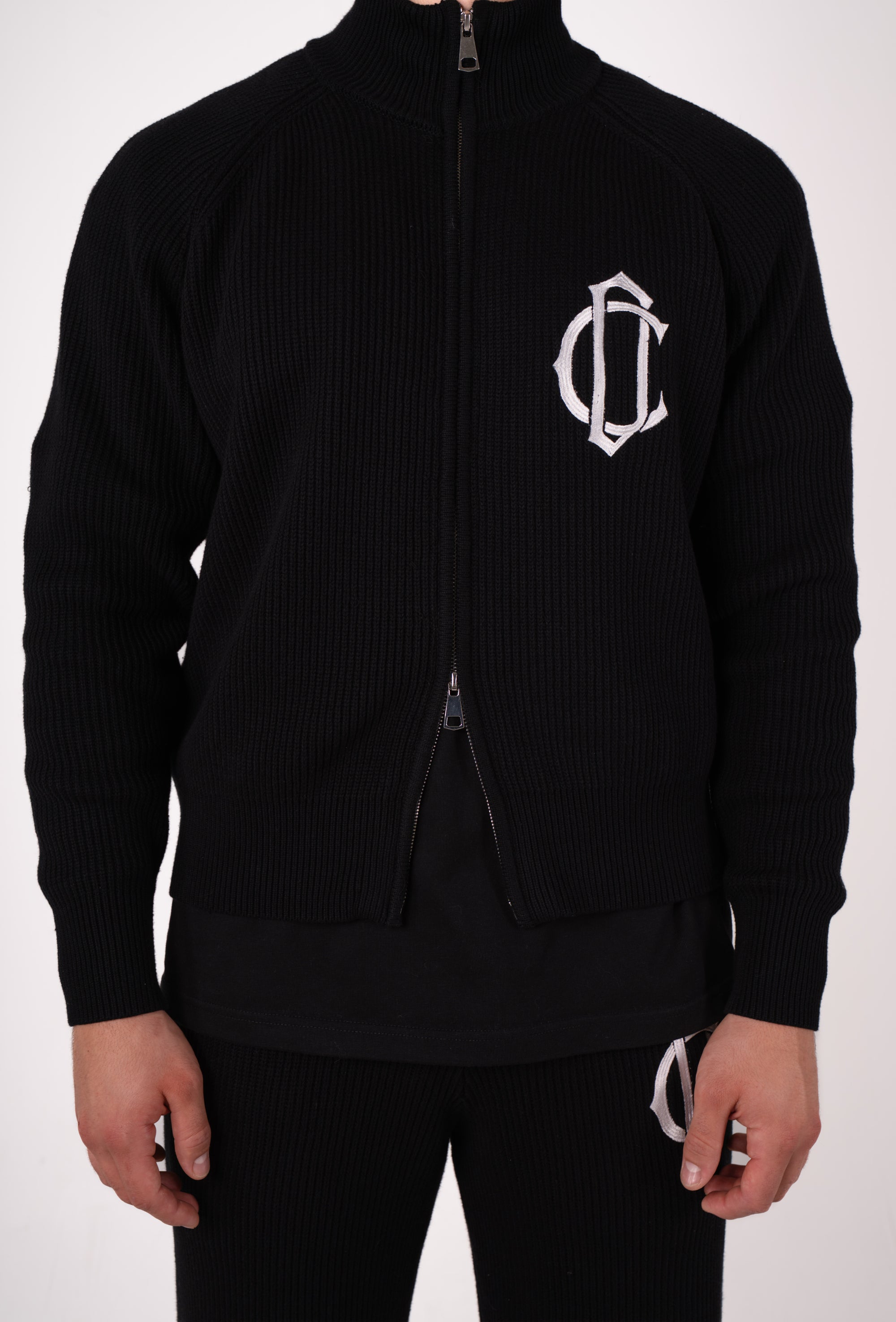 CD Emblem Knit Track Top - Black