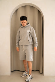 Embroidered Heart Hoodie - Grey