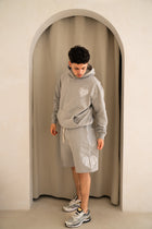 Embroidered Heart Shorts - Grey