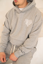 Embroidered Heart Hoodie - Grey