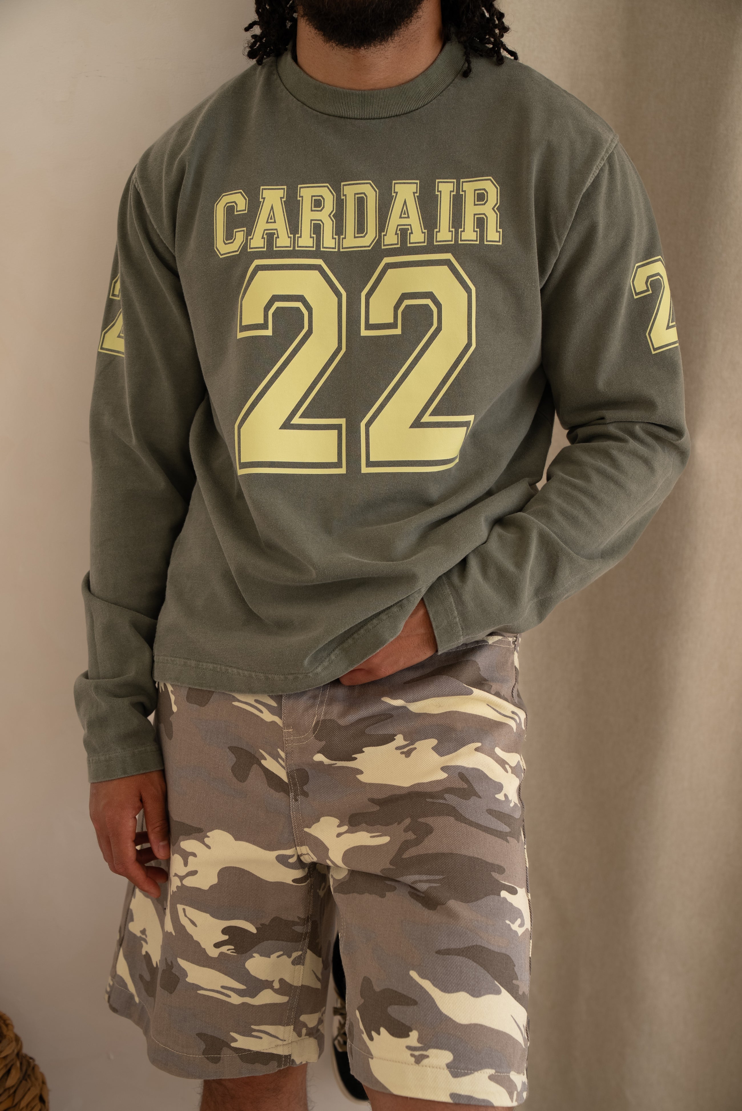 Varsity Long Sleeve T Shirt - Olive