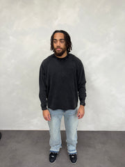 Long Sleeve Waffle T Shirt - Faded Black