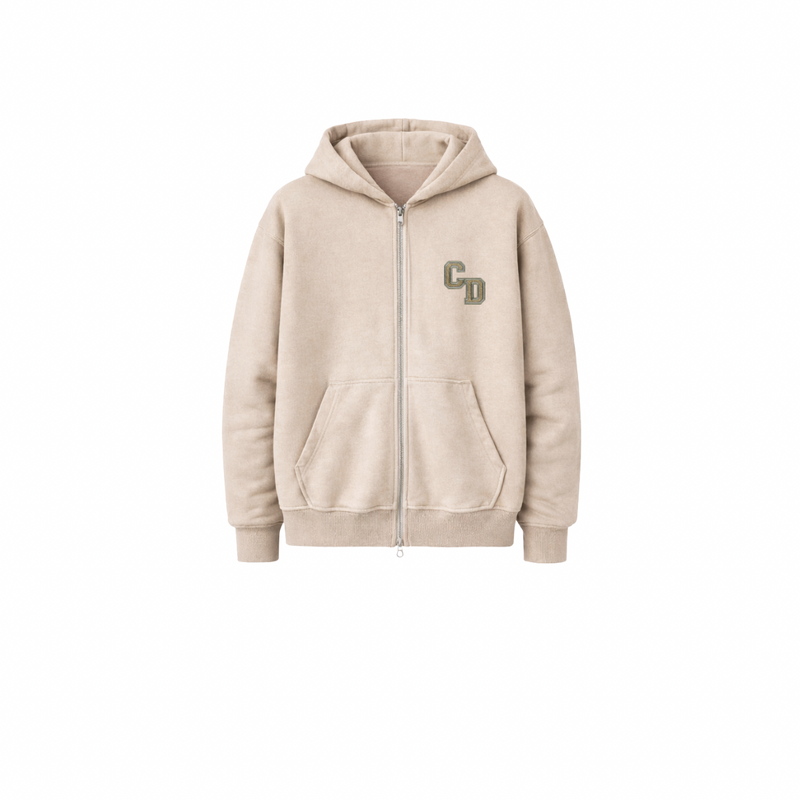 CD Logo Zip Hoodie - Washed Brown