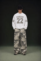 Camo Varsity Long Sleeve T Shirt - White