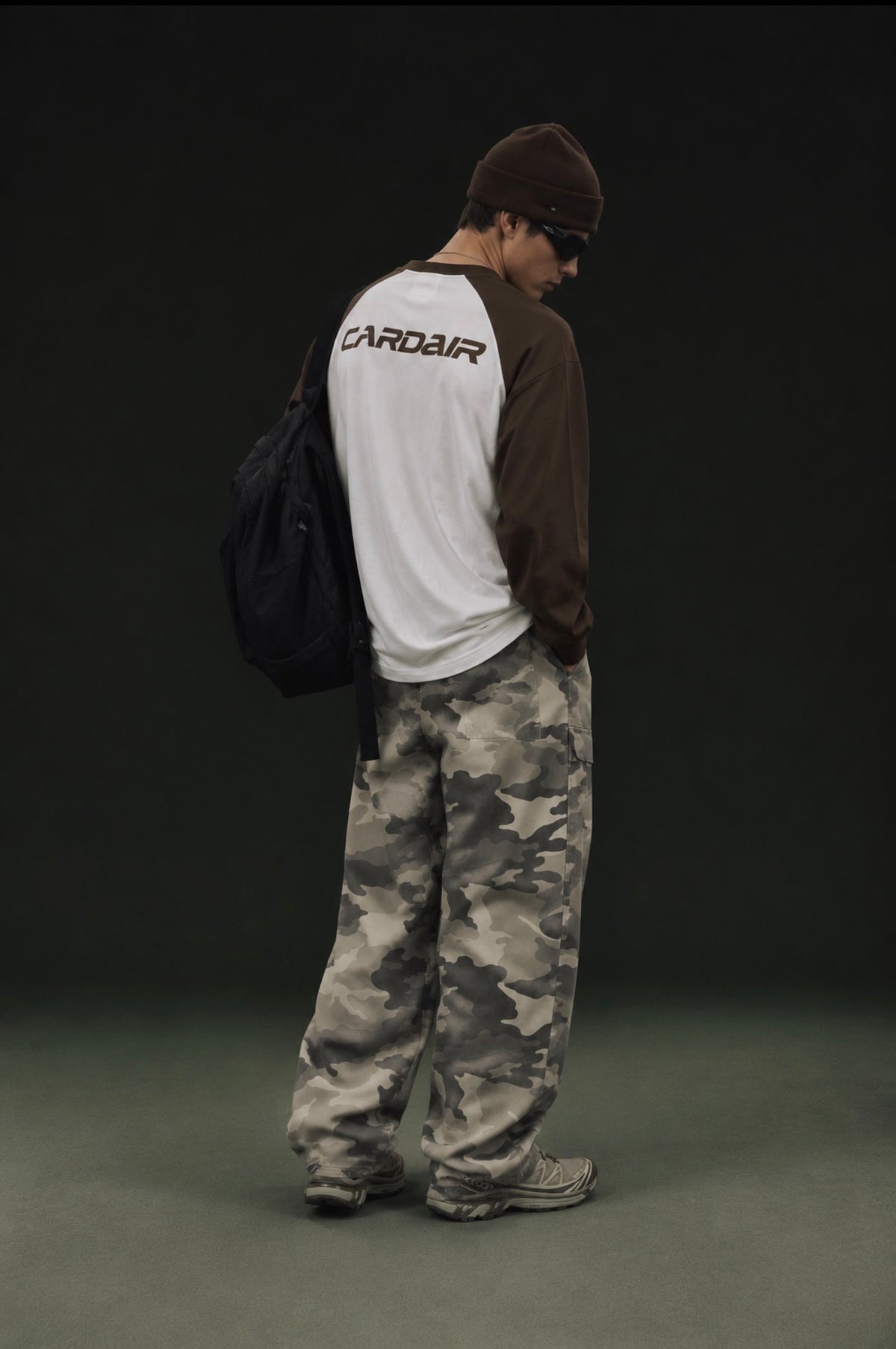 Studio Long Sleeve T Shirt - White/Brown