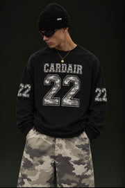 Camo Varsity Long Sleeve T Shirt - Black