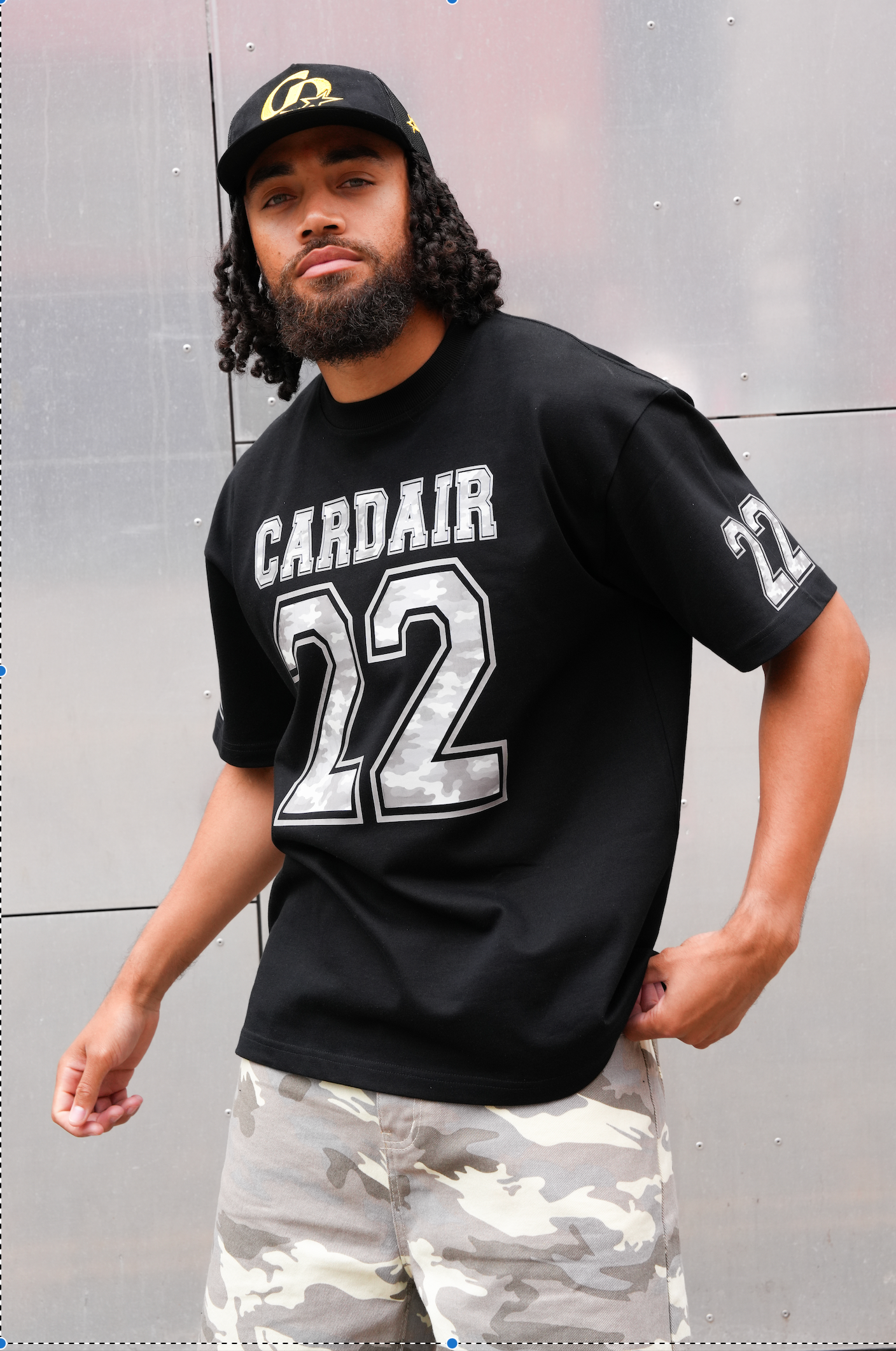 Camo Varsity T Shirt - Black