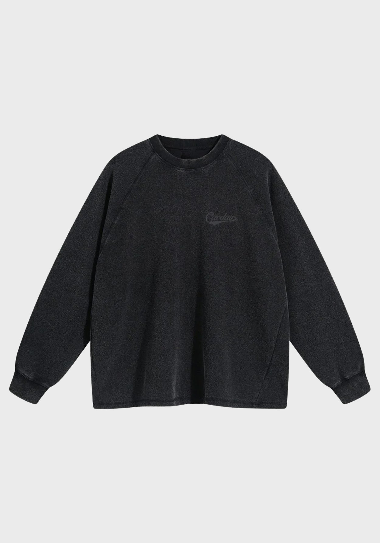 Long Sleeve Waffle T Shirt - Faded Black