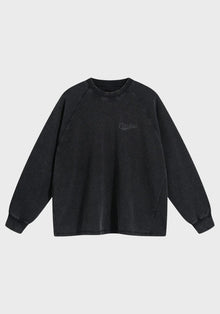 Long Sleeve Waffle T Shirt - Faded Black