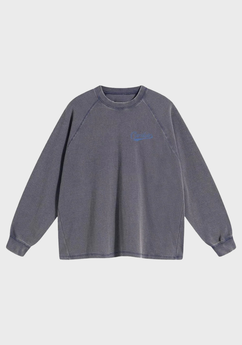 Long Sleeve Waffle T Shirt - Faded Grey