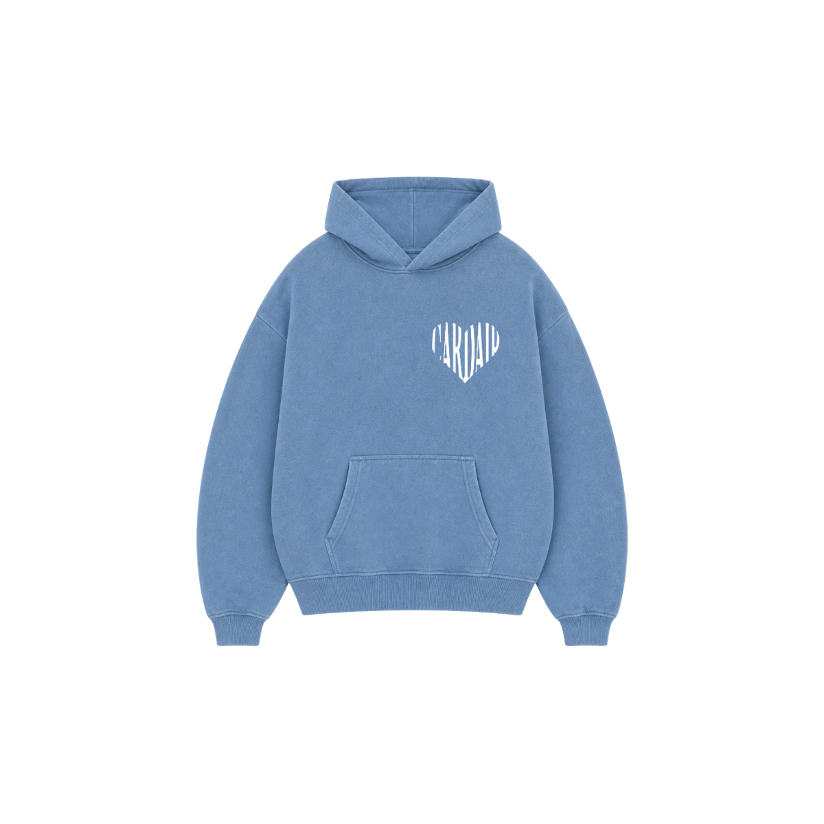 Embroidered Heart Hoodie - Blue