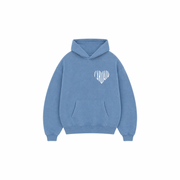 Embroidered Heart Hoodie - Blue