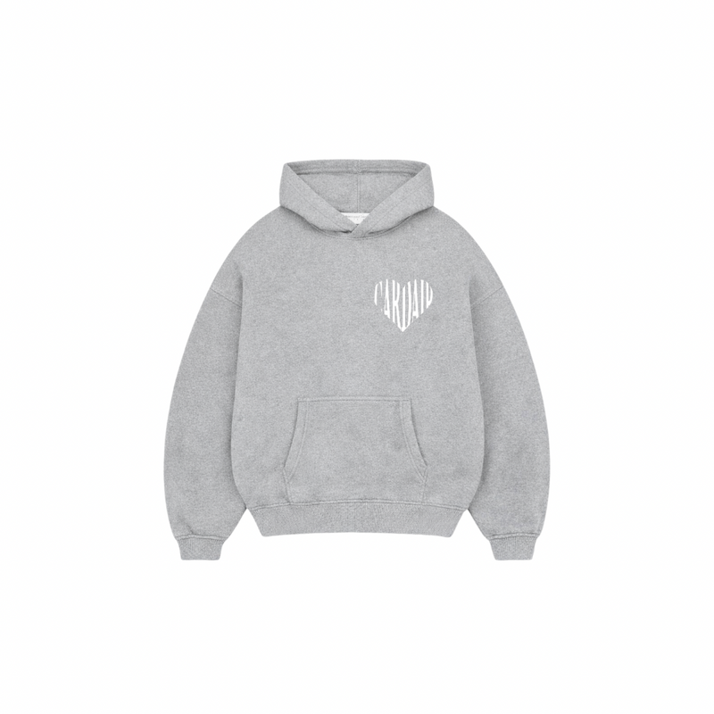 Embroidered Heart Hoodie - Grey