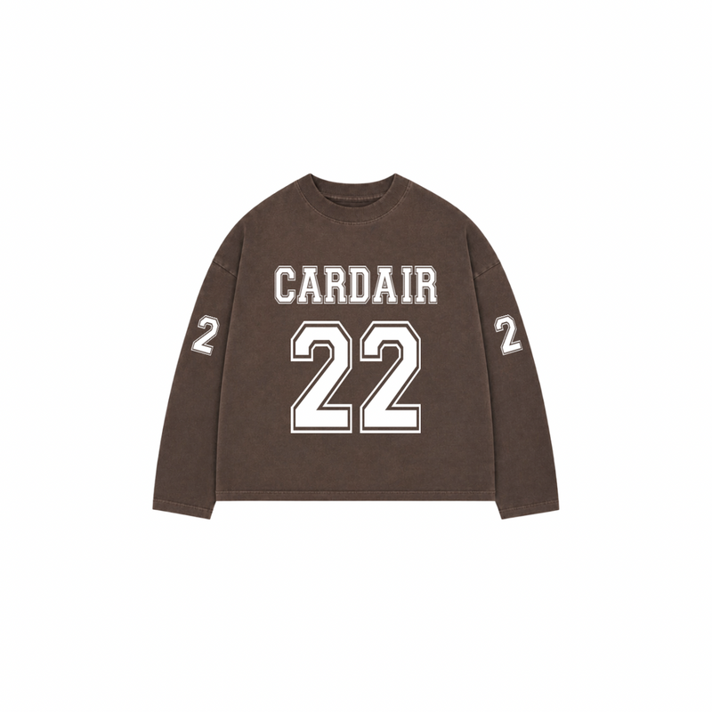 Varsity Long Sleeve T Shirt - Brown