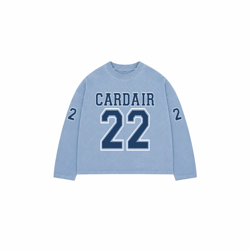 Varsity Long Sleeve T Shirt - Sky Blue