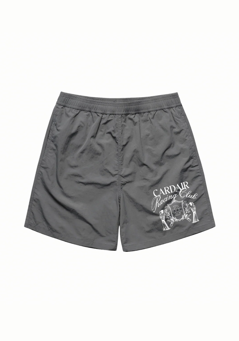 Embroidered Racing Club Shorts - Charcoal